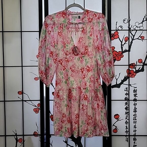 RIXO Devi metallic floral-print silk-blend jacquard mini dress - Picture 2 of 16